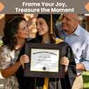 upsimples Diploma Frame 8.5 x 11 with Mat or 11x14 without Mat, Certificate Degree Document Frame, Classic Wood Grain with Gold Beading, Includes Black & Gold Mats, Graduation Gifts, 1 Pack
