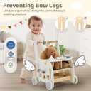 labebe Wooden Baby Walker, Baby Push Walker Doll Stroller, Push Activity Walker for Kids 18M+, Adjustable Speed Learning Walking with Wheels, Birthday Gift for Girls Boys Ages 1-3
