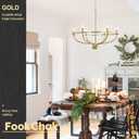 Gold Chandelier, 6 Light Gold Chandelier Light Fixture for Dining Room Chandelier Candle Lighting for Entryway Kitchen Bedroom Living Room 29in Mid Century Chandeliers