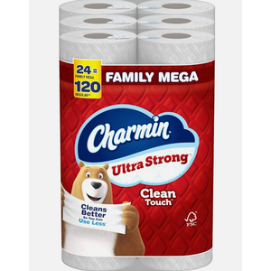 Charmin Toilet Paper Ultra Strong Clean 24 Family Mega Rolls 120 Regular Rolls