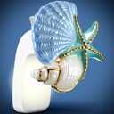 Hohean Wall Fragrance Plug in with Night Light Compatible with Bath & Body Works WallFlower Fragrance, Marine Style Essential Oil Diffuser Plug with Rotary Design (Shell Starfish Conch)