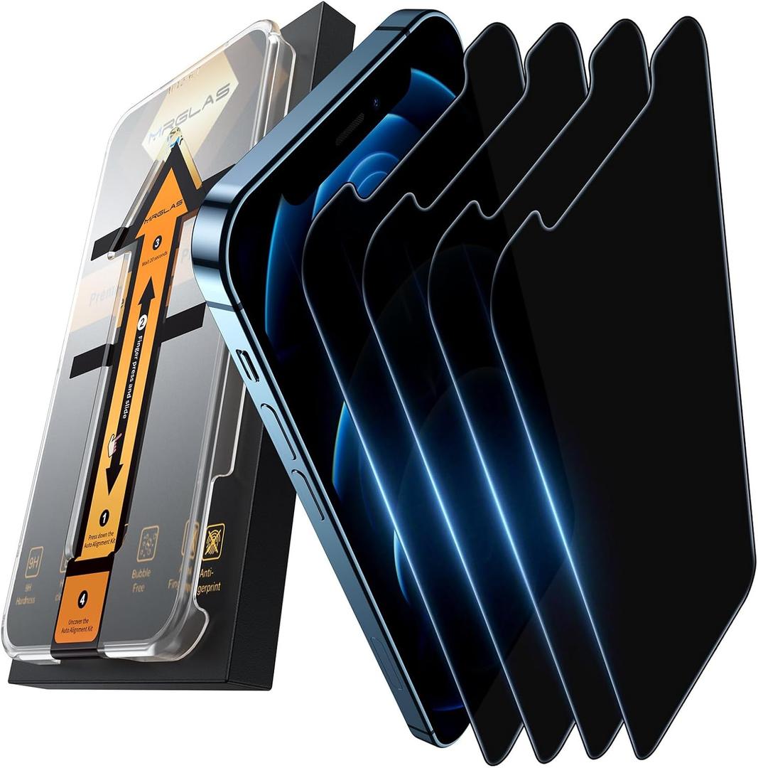 MRGLAS 4-Pack Screen Protector for iPhone 16 Pro [9H+ Military-grade Aerospace Glass][Auto-Alignment Kit][HD Clear] Shatterproof Tempered Glass Film for 16 Pro 6.3" Case-Friendly, Zero-bubble