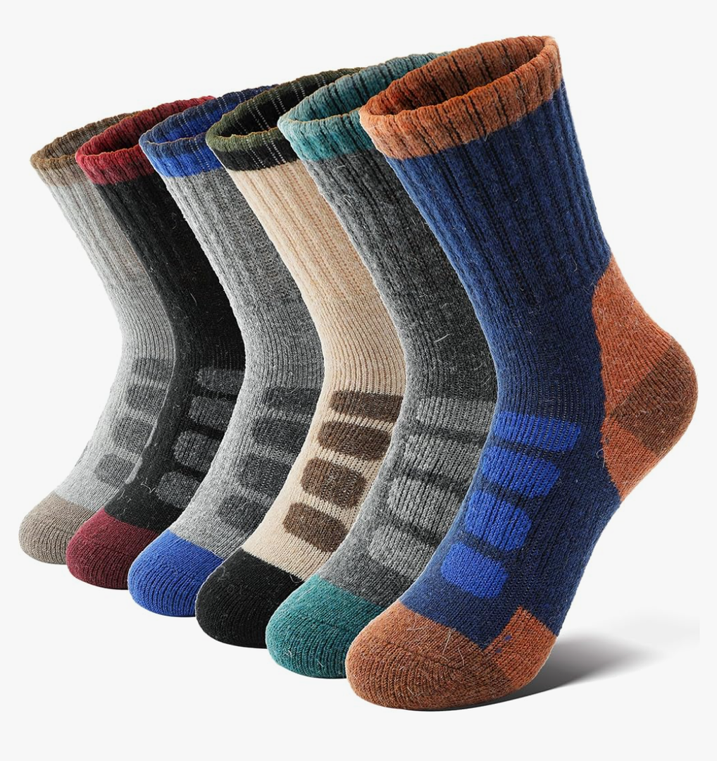 Anlisim Kids Merino Wool Hiking Socks Boys Girls Toddlers Thermal Winter Warm Boot Thick Cushion Gift Socks 6 Pairs 4-7 Years