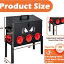 48 LB Large Automatic Chicken Feeder, No Waste Metal Poultry Feeder with 8 Ports, Weatherproof Outdoor Dispenser with Adjustable Legs & Locking Lid for Backyard Chickens, Black