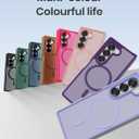 Magnetic Case for Samsung Galaxy Z fold 6 Case, Slim Translucent Matte Phone Cover with Shockproof TPU Frame & Scratch-Resistant PC Back, Strong Magnetic Ring, Lavender Purple