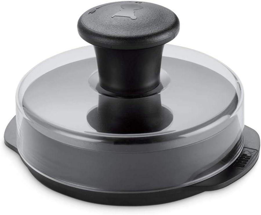 Weber Original Burger Press, Black  Creates Perfect Flat 1/4 lb & 1/2 lb Patties with Builtin Dimple, Detachable Handle & Nylon Grip