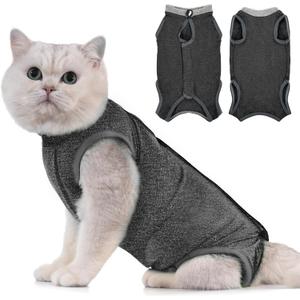 Avont Cat Recovery Suit - Kitten Onesie for Cats After Surgery, Cone of Shame Alternative Surgical Spay Suit for Female Cat, Post-Surgery or Skin Diseases Protection -Darkgrey(M)