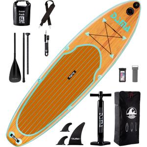 DAMA 9'6"/10'6"/11' Inflatable Stand Up Paddle Board, Yoga Board, Camera Seat, Floating Paddle, Hand Pump, Board Carrier, Waterproof Bag, Drop Stitch, Traveling Board for Surfing