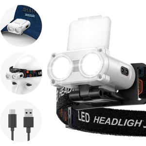 Smiling Shark LED Clip on Cap Light, Headlamp USB Rechargeable Waterproof with 2Type White and Red Light Compact&Portable With Motion Sensor for Camping Running Fishing, LED-Cap-Light-Hat-Rechargeable