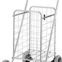Whitmor Utility Shopping Cart - Durable Folding Design for Easy Storage, Model Number: 6250-4997-2-SIOC (11"L x 13.25"W x 34.25"H, Multicolor)
