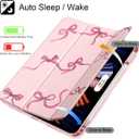 May Chen Case for iPad Air 13 Inch M4 2026, M3 2025, M2 2024, [Built-in Pencil Holder] Shockproof Cover with Clear Transparent Back Shell, Auto Sleep/Wake Cover, Pink Bows