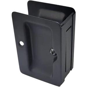 QCAA Premium Quality Solid Brass Rectangular Pocket Sliding Door Pull, Passage Function, 3-1/4''X2-1/4'', Matte Black, 1 Pack, Made in Taiwan
