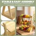 3 Tier Bamboo Serving Tray, Rectangle Serving Platters Tiered Tray Stand, Fruit Cupcake Display Stand Farmhouse Decorative Trays for Appetizers, Snacks, Dessert, Party, Birthday, Wedding