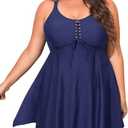 NIeyook Womens Plus Size Tankini Swimsuit 2025 Two Piece Tummy Control Bathing Suits for Women Swim Dress with Shorts, 22W