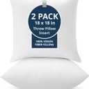 LANE LINEN Throw Pillow Inserts 18x18 2-Pack - Firm & Washable, White