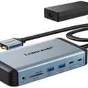 Lemorele MacBook Pro Air Docking Station w/150W Power Adapter, 12 in 2 USB C Laptop Docking Station 2 HDMI 4K@60Hz, 18W PD 3.0 5Gbps, USB C 3.0 & 4 USB 3.0, RJ45 Ethernet SD/TF Audio