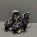 Silvertree Roller Skates for Women and Men PU Leather High-top Adult Roller Derby Skate Wheels Light Up Roller Skate Four-Wheel Shiny Roller Skates for Girls Boys Unisex (US:8, black flash wheel)