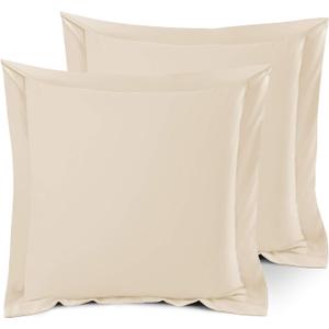 Nestl Soft Pillow Shams Set of 2 - Double Brushed Microfiber Pillow Covers - Hotel Style Premium Bed Pillow Cases, with 1.5 Decorative Flange, Euro 26"x26" - Cream (03 - Beige Cream)
