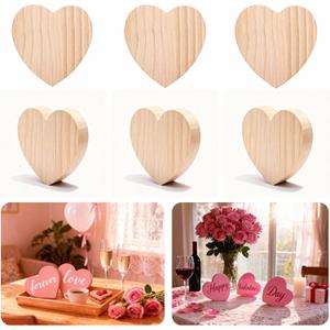 12 Pack Unfinished Pine Wood Hearts 4x4 Inch - DIY Craft Supplies for Valentines Day, Romantic Couple Gifts & Wedding Decor Blanks (Ideal for Painting & Wood Burning)