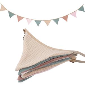 Pennant Banner Bunting Flags Multicolor, Garland Triangle Banners Fabric for Boho Shower Wedding Party Decorations Nursery Playroom Decor(Pastel) (1PCS)