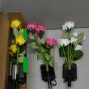 RECHOO Solar Garden Lights Outdoor Decorative, 3 Pack Solar Flower Lights with 15 Rose Flowers, Multi-Color Changing LED Waterproof Garden Decor for Landscape Pathway, Valentine's Day Gifts for Women