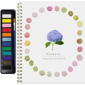 XZGTAND Beginner Watercolor Painting Kit – 12 Colors Paint Set with Brush, AnimalThemed Art Supplies for Adults & Teens (Flower)