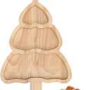 Gadpiparty Christmas Tree Bamboo Serving Tray 12 Inch Holiday Snack Platter Wooden Christmas Candy Dish for Family and Office Party Seasonal Table Decor