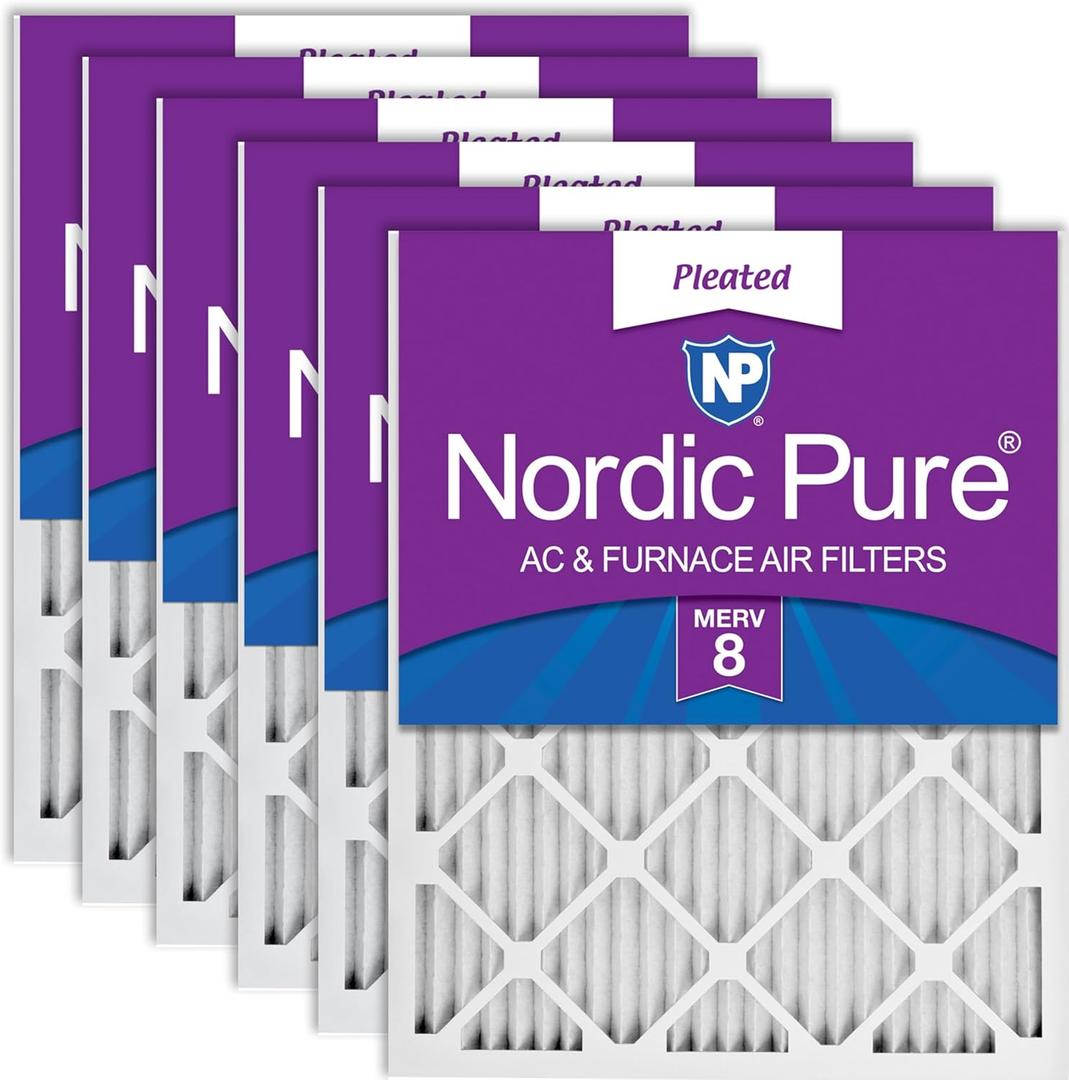 Nordic Pure 14x25x1 (Actual Size: 13 1/2 x 24 1/2 x 3/4) Pleated MERV 8 Air Filters 6 Pack