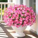 Yastouay Artificial Flowers for Outdoors, 12 Bundles Fake Outdoor Flowers, UV Resistant Artificial Petunias Fake Flowers, Mixed Rose Red Realistic Fake Plants for Porch Patio Garden Decor