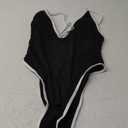 ESONLAR Women's Sexy Plunging V Neck Bathing Suit Open Back One Piece Swimsuits M, Black and White