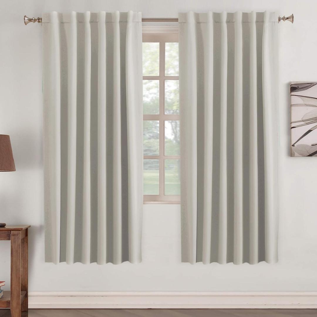 Turquoize Blackout Curtains Thermal Insulated Window Treatment Panels Rod Pocket Window Panels for Small Windows Thermal Insulated Back Tab Curtains, 52inch x 72inch, Cream, 2 Panels