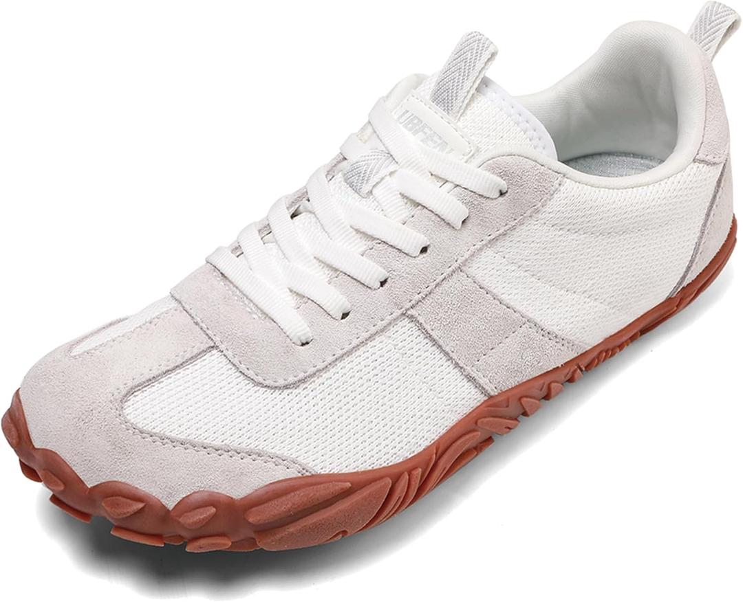 UBFEN Sneakers Barefoot Shoes for Womens Mens Minimalist Trail Running Hiking Comfortable Walking (White) 39/8.5