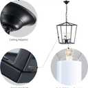 4-Light Chandelier, Farmhouse Black Chandelier for Kitchen Dining Room Light Fixture Lantern Pendant Ceiling Light, Rustic Chandelier with Metal Cage Hanging Lights for Living Room Bedroom Entryway (CL-025-black)