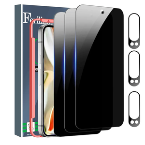 Ferilinso Full Coverage 3 Pack Privacy Screen Protector for Google Pixel 9 Pro [Phone Case Friendly], 3 Pack Tempered Glass Camera Lens Protector Accessories [Auto- Dusting & Adhesive]