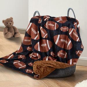 Football Baby Blanket for Boys Girls Soft Fleece Minky Blanket with Dotted Backing Double Layer Newborn Toddler Blankie for Nursery Stroller Crib Gift Ideas to Son Nephew Grandson 26.5 * 40 Inches