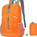 25L Foldable Hiking Backpack Lightweight Packable Basic-Daypack Collapsible Bag Water-Resistant Travel Men Women Camping Cycling Outdoor (Orange)