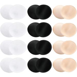 12 Pairs Round Bra Pads Inserts Kit, Removable Washable Sports Bra Padding Insert for Bikinis Top Swimsuit Sport Bras (White)