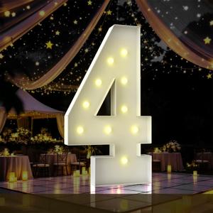 4FT Marquee Light Up Number, Marquee Numbers 4 Feet Tall, Large Led Sign for Baby Shower, Party, Birthday Decorations, Graduation, Prom(Number 4)