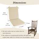 Rocking Chair Cushion Set with Machine Washable Cover Non-Slip Rocking Chair Cushions Indoor Seat and Back Pads with Ties 1 Pack, 2 Piece Set, 20"x 17"x 2" (Ivory)