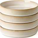 famiware Star 7.5" Pasta Bowls Set, Salad Bowl Set of 4, Double Reactive Glaze, Stackable, Ideal for Your Friend for Housewarming, Festivals, Cappuccino White