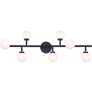 Horizon LED Track Light - 7-Light, 29W Integrated LED, 1600 Lumens, 3000K, Dimmable, 38" Wide, Black Finish, Modern Lighting for Kitchens, Studios