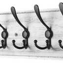 Coat Rack Wall Mount, Wooden Heavy Duty Coat Rack for Wall,8 Triple Coat Hanger Hooks for Hanging Coats,Jacket,Hat,Clothes (Grey White, 8 Hooks)
