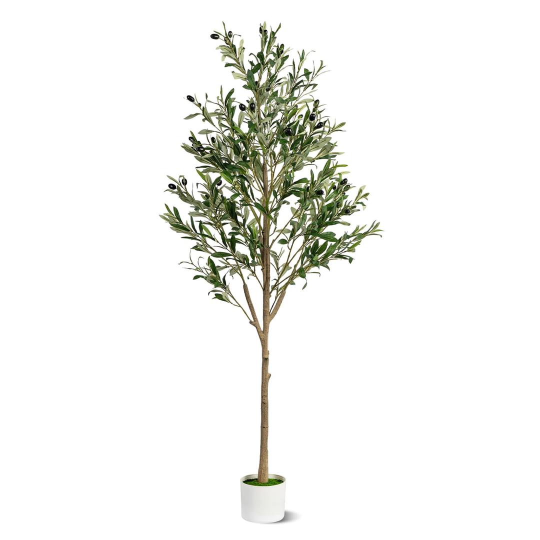 6FT Artificial Olive Tree, Indoor Faux Olive Tree Fake Potted Silk Olive Tree Plants with Lifelike Branches & Fruits for Home Office Decor