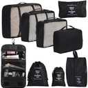 Packing Cubes Storage Bags 8 Pieces-Luggage Organizers Classify Store Clothing Efficiently for Travel Outdoor Home (Black, 8 Pieces)