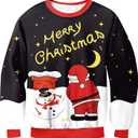 BesserBay Unisex Kids Ugly Christmas Sweater 3D Graphic Funny Long Sleeve Holiday Pullover Sweatshirt 4-14 Years (Black | Merry Christmas)