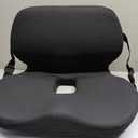 Memory Foam L-Shaped Seat Cushion with Lumbar Support & Adjustable Strap - Tailbone Pain Relief for Office Chair, Car, Home - Non-Slip Bottom, Breathable Mesh Cover (Black)