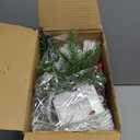 XmasExp Set of 2 Outdoor Christmas Tree with Lights Small Planter Bushes Battery Operated Artifical Urn Filler Outside Christmas Decorations for Front Porch,Yard,Pathway (Dark Green)