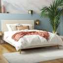 Mr. Kate Daphne Upholstered Bed with Vertical Channel Tufted Headboard, Full, Ivory Velvet