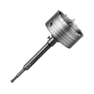 SALI Concrete Hole Saw Kits 4-1/2"115mm Tungsten Steel Wall Hole Cutter Drill Bit Sets with 220mm SDS Plus Shank Connecting Rod110mm Center Positioning Drill Bits for Cinder Block, Brick, Adobe Wall