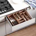 Seville Classics Acacia Wood Premium Organizer Storage Bins for Kitchen Silverware, Pantry, Closet, Office Desk, Pens, Utensils, Makeup, K Cup, Acacia, Bin Set (10 Piece)